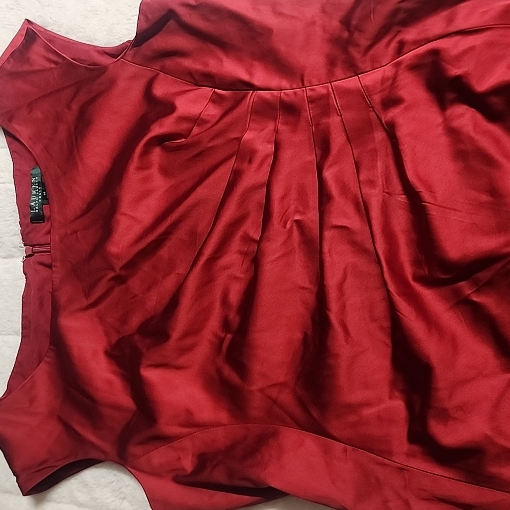 Ralph Lauren Burgundy Satin Midi Dress - Picture 3 of 7